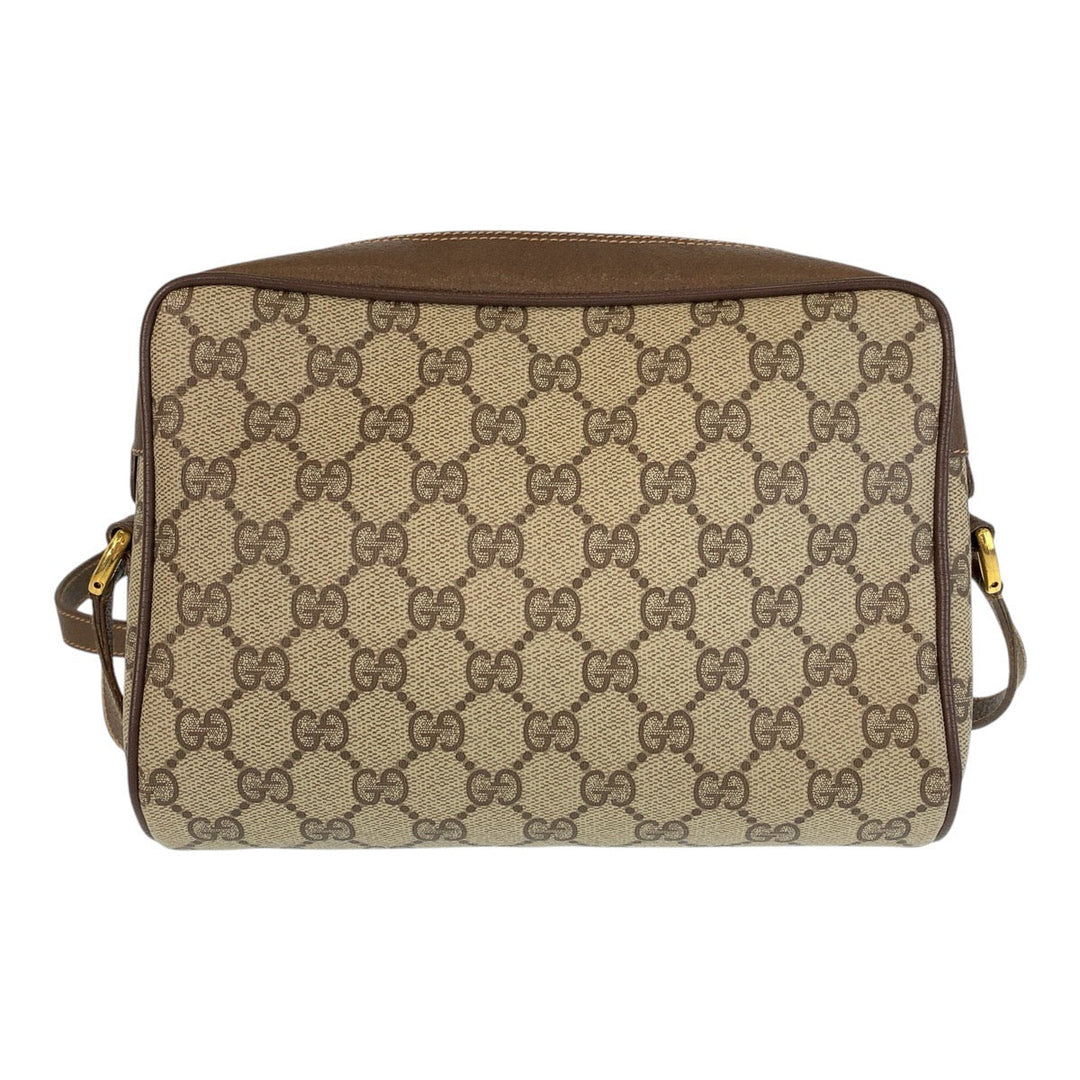 GUCCI Shoulder Bag 119 02 087 PVC, Leather Brown Beige Gold Metal Shoulder Bag pochette Sherry Line Old Gucci Women Used Authentic