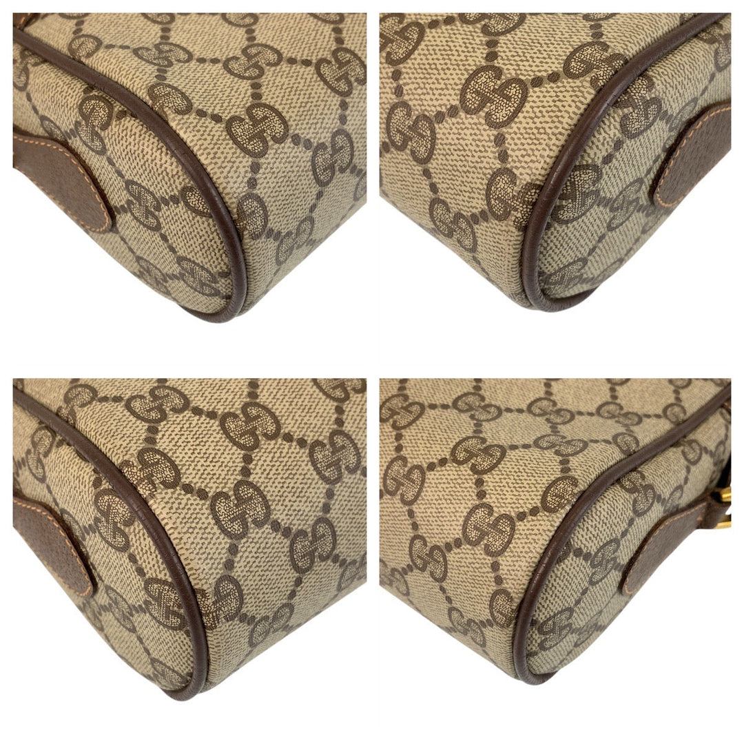 GUCCI Shoulder Bag 119 02 087 PVC, Leather Brown Beige Gold Metal Shoulder Bag pochette Sherry Line Old Gucci Women Used Authentic