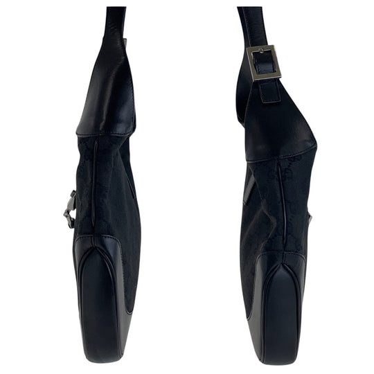 GUCCI Shoulder Bag 00963 GG canvas, leather black Jackie Women Used Authentic