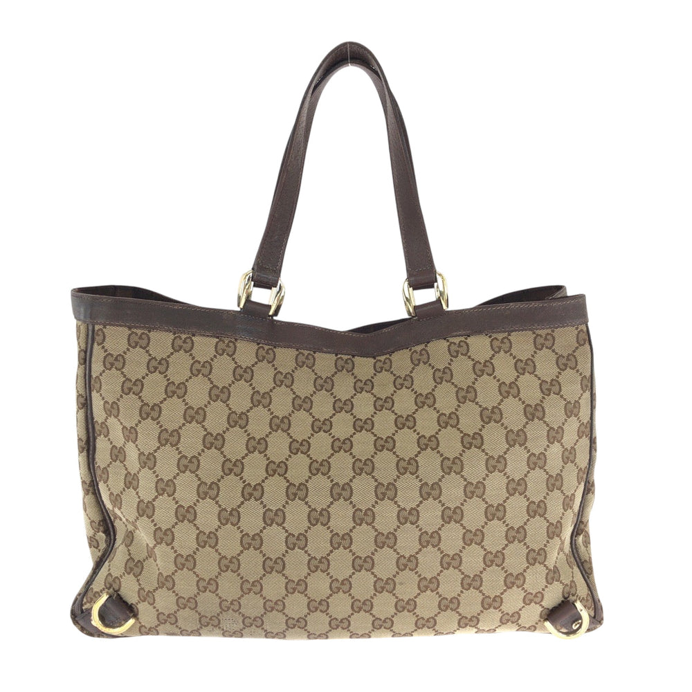 GUCCI Tote Bag 141472 GG canvas Brown Gold Metal Tote Bag Shoulder Bag Abbey Women Used Authentic