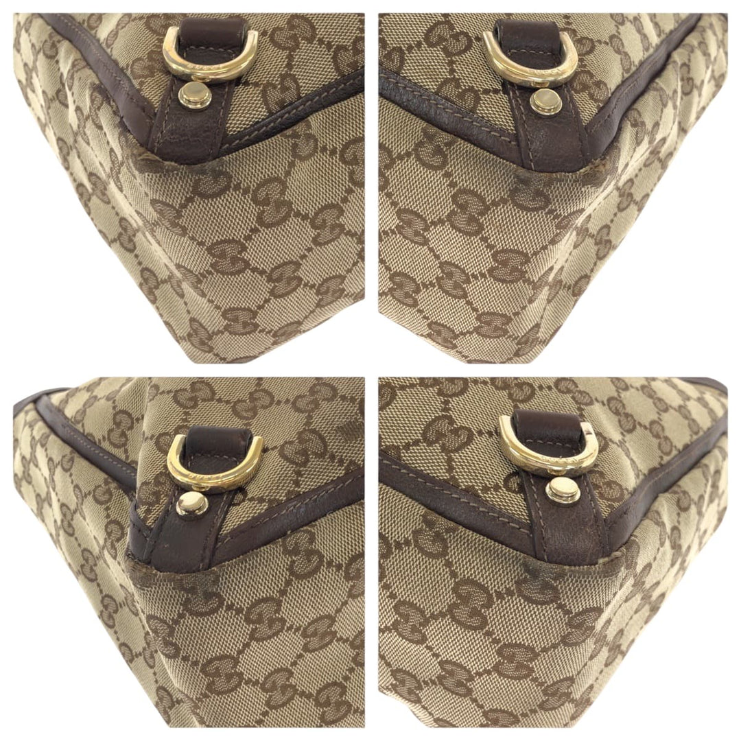 GUCCI Tote Bag 141472 GG canvas Brown Gold Metal Tote Bag Shoulder Bag Abbey Women Used Authentic