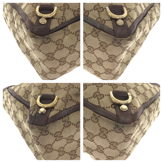 GUCCI Tote Bag 141472 GG canvas Brown Gold Metal Tote Bag Shoulder Bag Abbey Women Used Authentic