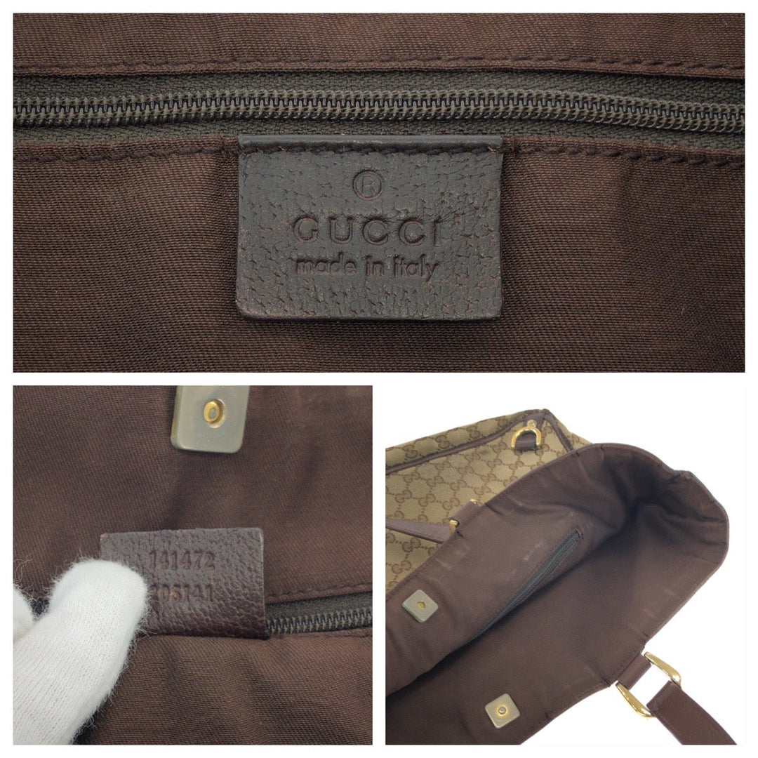 GUCCI Tote Bag 141472 GG canvas Brown Gold Metal Tote Bag Shoulder Bag Abbey Women Used Authentic