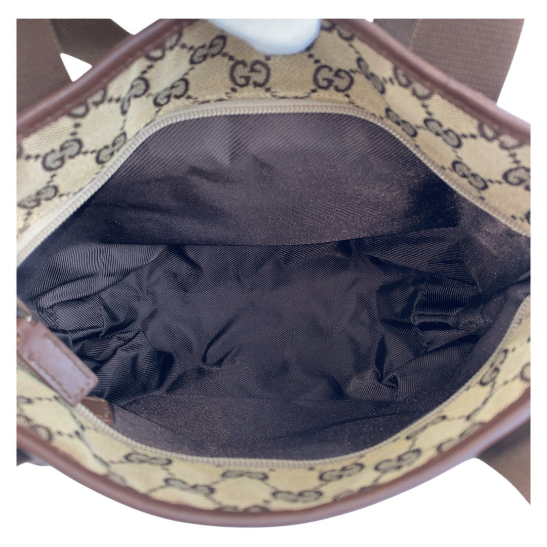 GUCCI Tote Bag 019 0402 GG canvas, leather Brown beige Tote Bag Shoulder Bag Women Used Authentic
