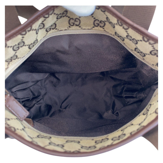 GUCCI Tote Bag 019 0402 GG canvas, leather Brown beige Tote Bag Shoulder Bag Women Used Authentic