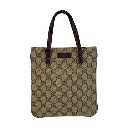 GUCCI Tote Bag 114600 GG Supreme canvas, leather Beige brown Tote Bag handbag Women Used Authentic