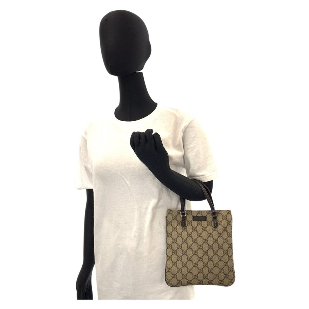 GUCCI Tote Bag 114600 GG Supreme canvas, leather Beige brown Tote Bag handbag Women Used Authentic