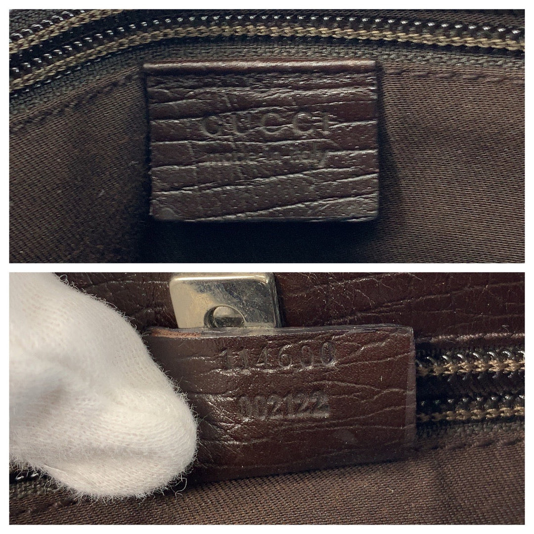 GUCCI Tote Bag 114600 GG Supreme canvas, leather Beige brown Tote Bag handbag Women Used Authentic