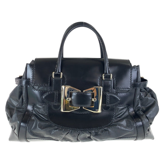 GUCCI Tote Bag 189881 leather Black GoldMetal Tote Bag handbag Queen Women Used Authentic