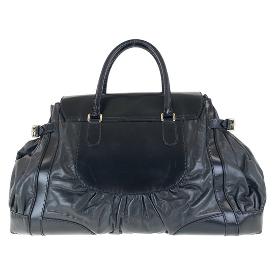 GUCCI Tote Bag 189881 leather Black GoldMetal Tote Bag handbag Queen Women Used Authentic