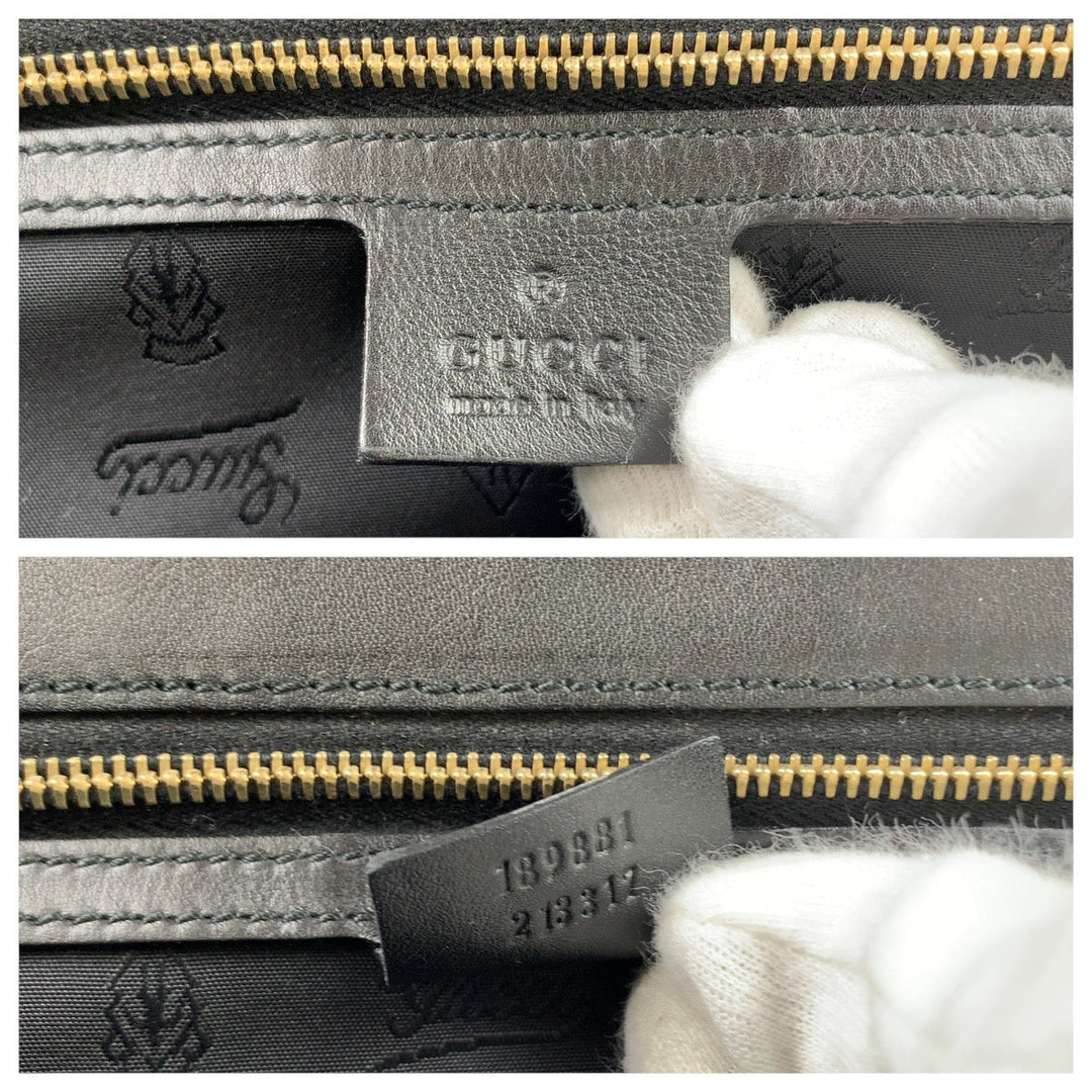 GUCCI Tote Bag 189881 leather Black GoldMetal Tote Bag handbag Queen Women Used Authentic