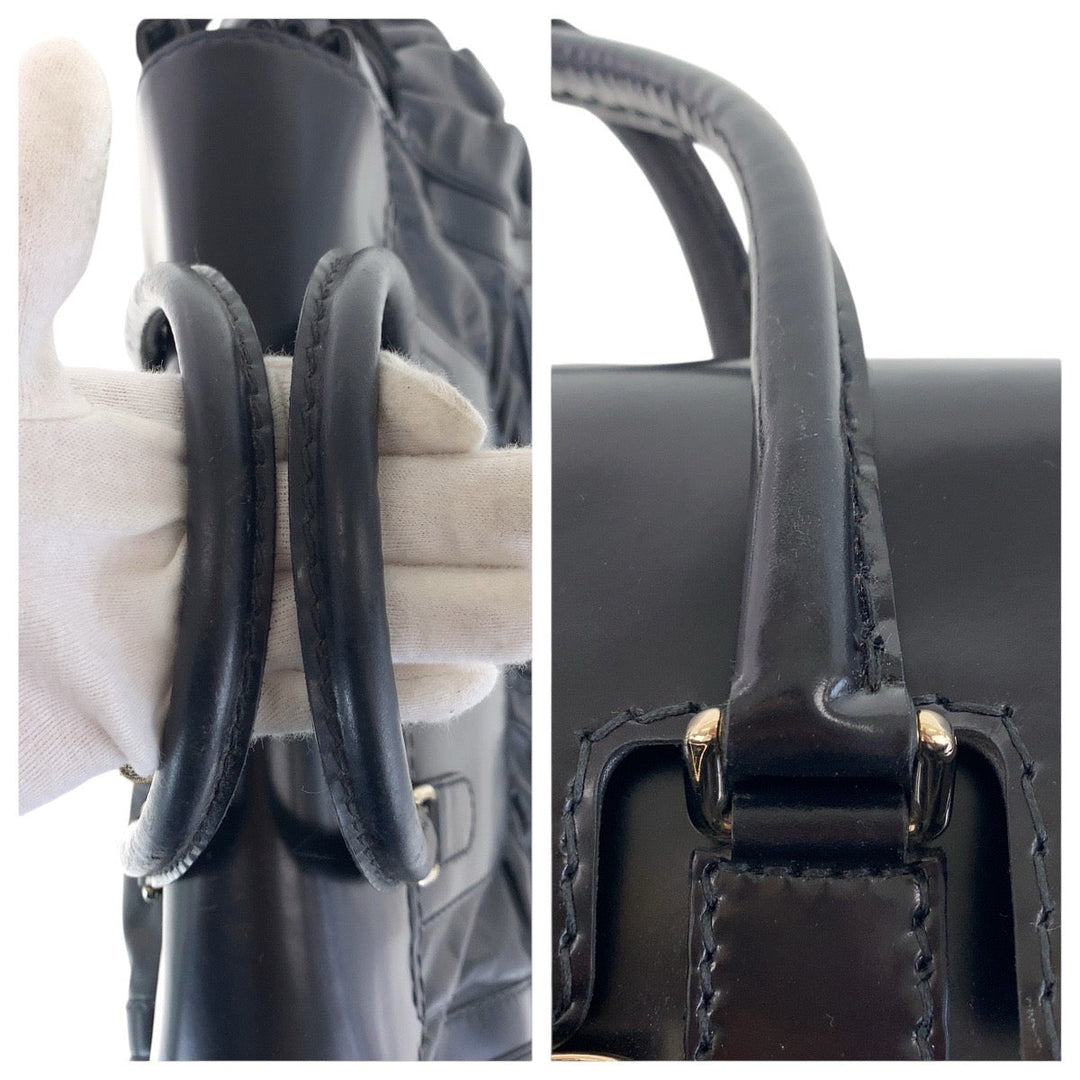 GUCCI Tote Bag 189881 leather Black GoldMetal Tote Bag handbag Queen Women Used Authentic