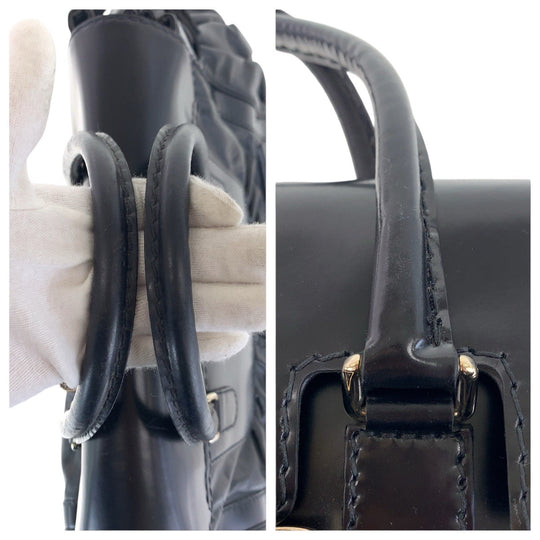 GUCCI Tote Bag 189881 leather Black GoldMetal Tote Bag handbag Queen Women Used Authentic