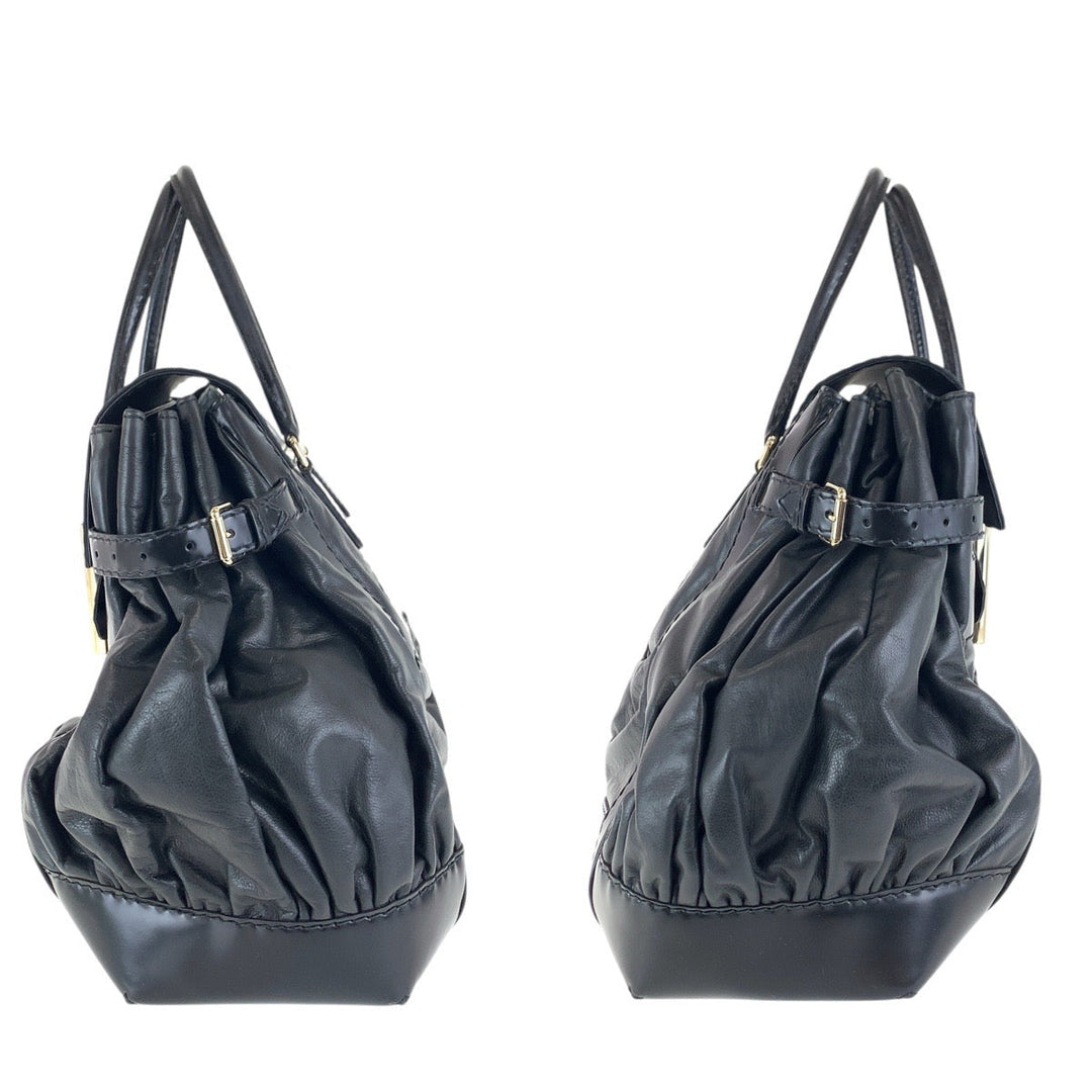 GUCCI Tote Bag 189881 leather Black GoldMetal Tote Bag handbag Queen Women Used Authentic