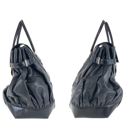 GUCCI Tote Bag 189881 leather Black GoldMetal Tote Bag handbag Queen Women Used Authentic