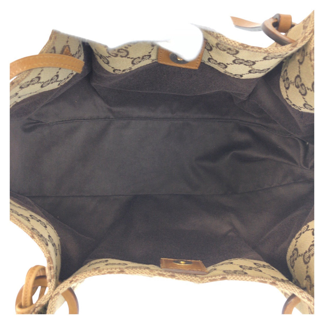 GUCCI Tote Bag 94898 GG canvas, leather Beige brown Tote Bag Shoulder Bag Women Used Authentic