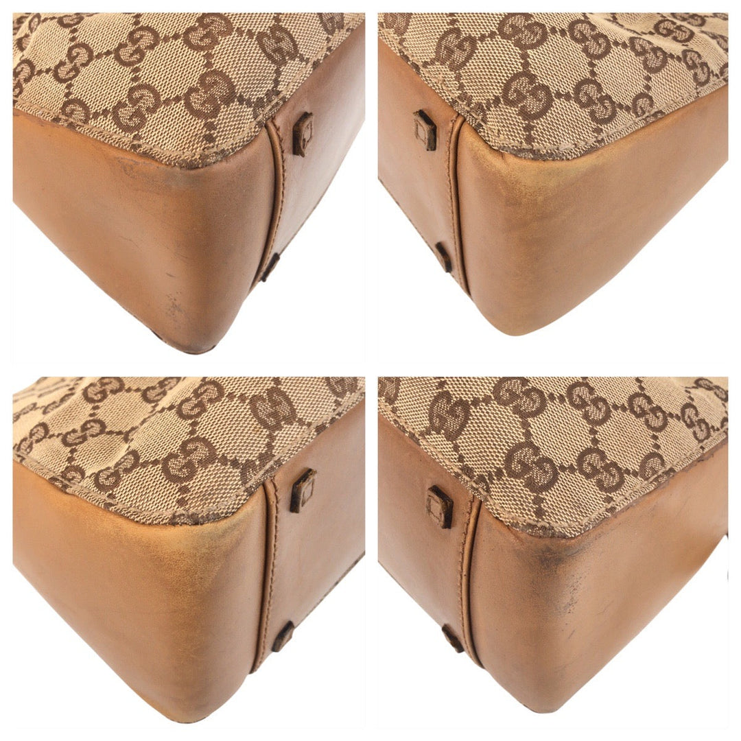 GUCCI Tote Bag 94898 GG canvas, leather Beige brown Tote Bag Shoulder Bag Women Used Authentic