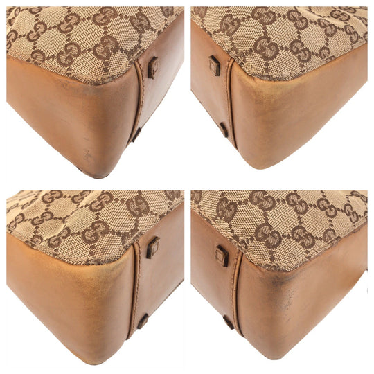 GUCCI Tote Bag 94898 GG canvas, leather Beige brown Tote Bag Shoulder Bag Women Used Authentic