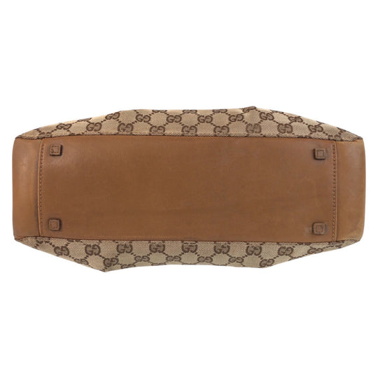 GUCCI Tote Bag 94898 GG canvas, leather Beige brown Tote Bag Shoulder Bag Women Used Authentic