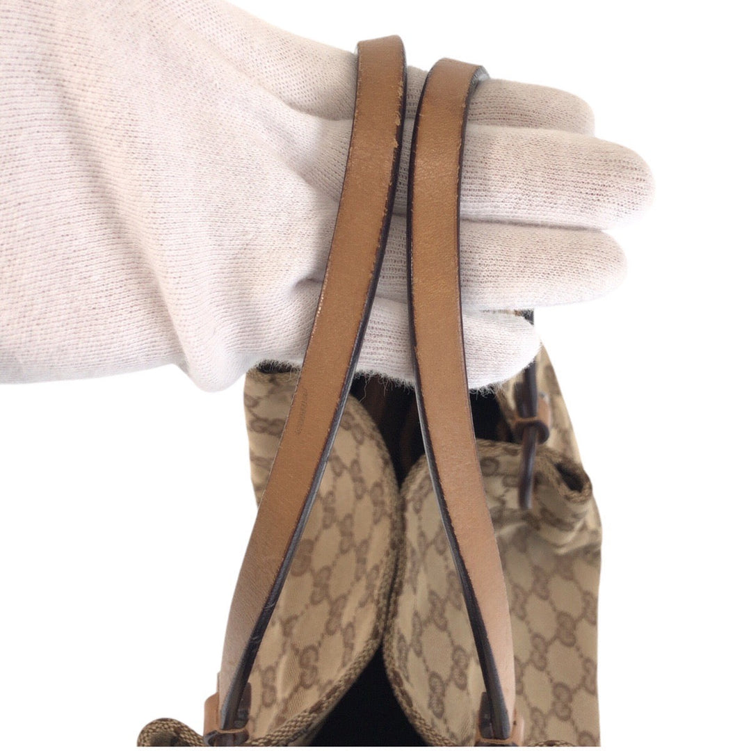 GUCCI Tote Bag 94898 GG canvas, leather Beige brown Tote Bag Shoulder Bag Women Used Authentic