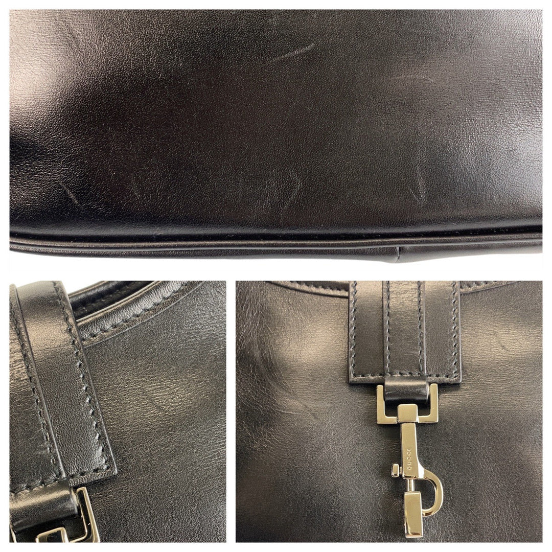 GUCCI Shoulder Bag 143747 leather Black black Women Used Authentic