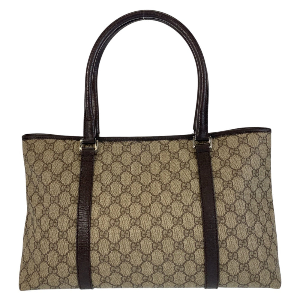 GUCCI Tote Bag 114595 GG Supreme canvas, leather Beige brown Tote Bag Shoulder Bag Women Used Authentic