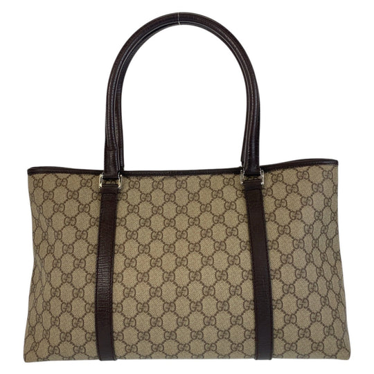 GUCCI Tote Bag 114595 GG Supreme canvas, leather Beige brown Tote Bag Shoulder Bag Women Used Authentic