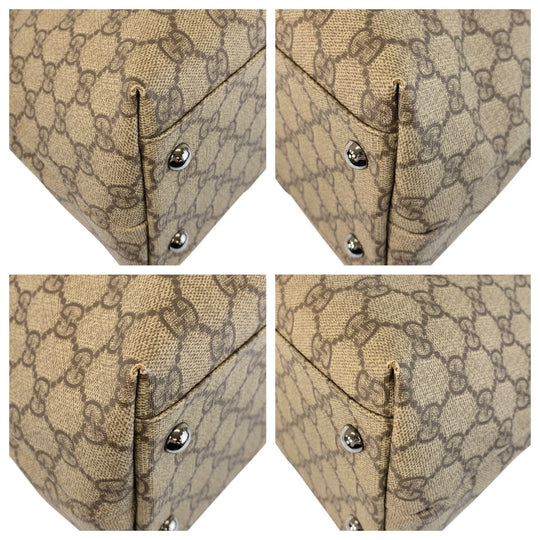 GUCCI Tote Bag 114595 GG Supreme canvas, leather Beige brown Tote Bag Shoulder Bag Women Used Authentic