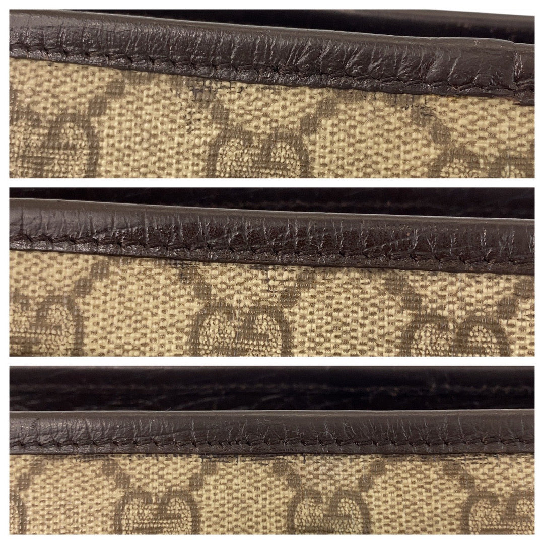 GUCCI Tote Bag 114595 GG Supreme canvas, leather Beige brown Tote Bag Shoulder Bag Women Used Authentic