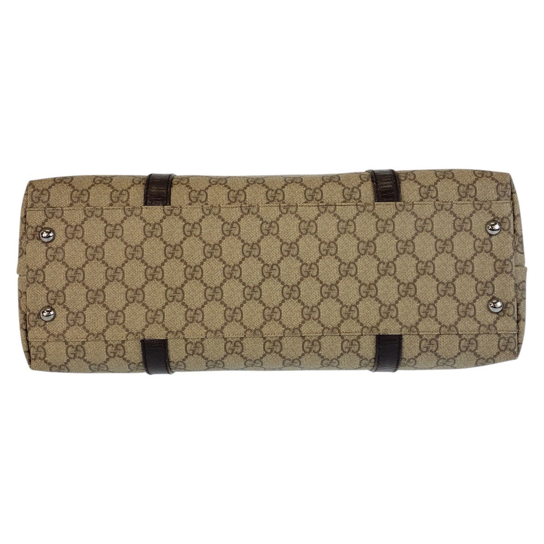 GUCCI Tote Bag 114595 GG Supreme canvas, leather Beige brown Tote Bag Shoulder Bag Women Used Authentic