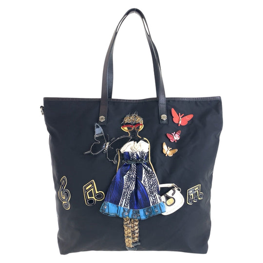 PRADA Tote Bag Nylon black Tote Bag Shoulder Bag Robot Collection Tessuto Triangle With logo Women Used Authentic