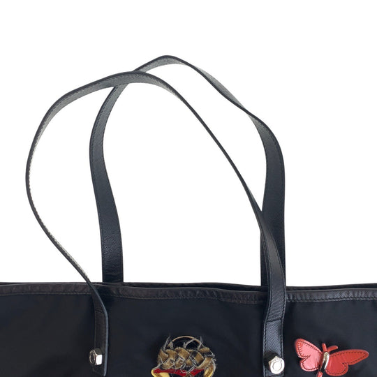 PRADA Tote Bag Nylon black Tote Bag Shoulder Bag Robot Collection Tessuto Triangle With logo Women Used Authentic