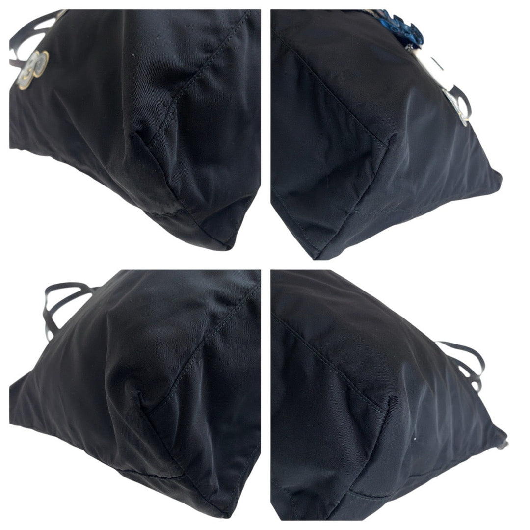 PRADA Tote Bag Nylon black Tote Bag Shoulder Bag Robot Collection Tessuto Triangle With logo Women Used Authentic