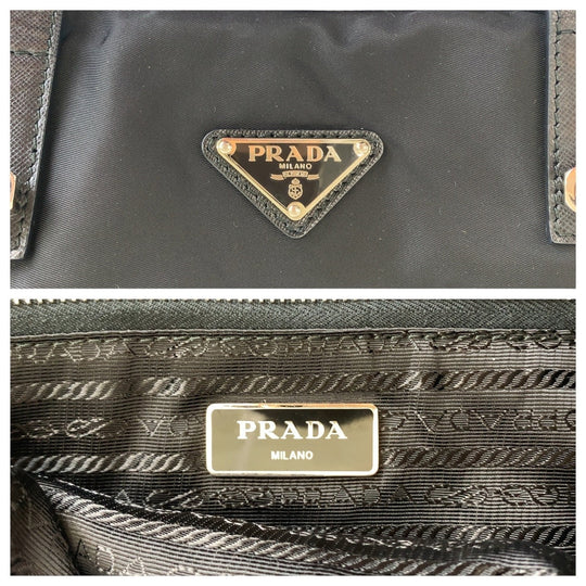 PRADA Tote Bag Nylon black Tote Bag Shoulder Bag Robot Collection Tessuto Triangle With logo Women Used Authentic