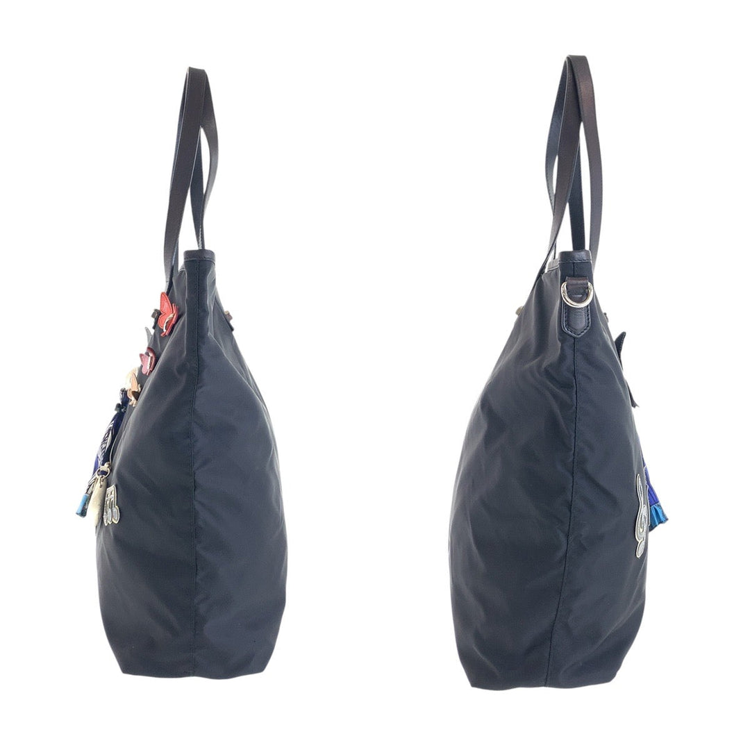 PRADA Tote Bag Nylon black Tote Bag Shoulder Bag Robot Collection Tessuto Triangle With logo Women Used Authentic