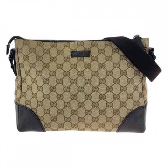 GUCCI Shoulder Bag 114273 GG canvas, leather Beige brown Crossbody Shoulder Bag Women Used Authentic