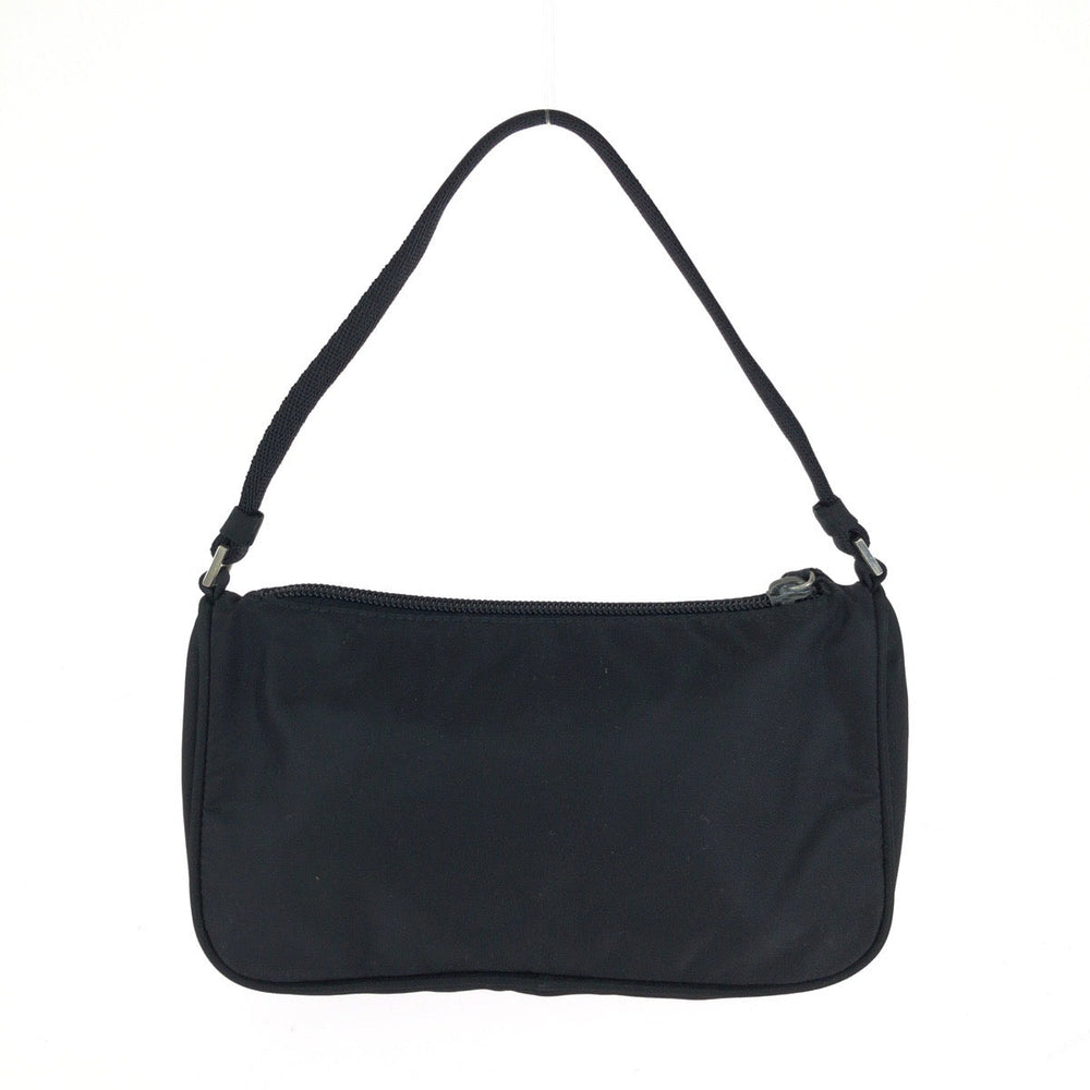 PRADA Handbag Nylon Black SilverMetal Handbag accessory pouch Test Triangle With logo Women Used Authentic