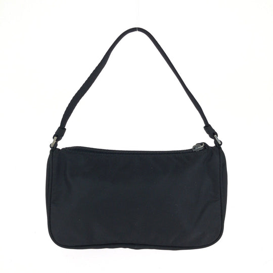 PRADA Handbag Nylon Black SilverMetal Handbag accessory pouch Test Triangle With logo Women Used Authentic