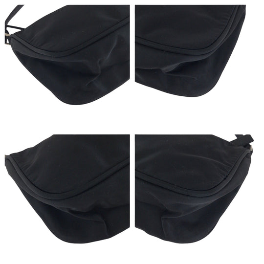 PRADA Handbag Nylon Black SilverMetal Handbag accessory pouch Test Triangle With logo Women Used Authentic