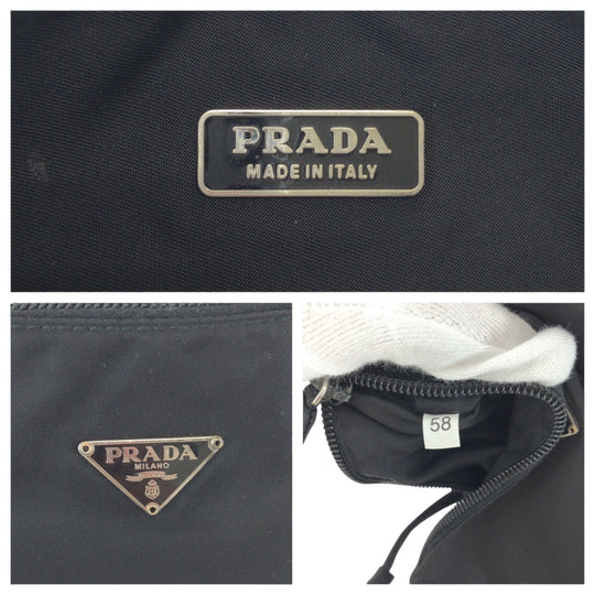 PRADA Handbag Nylon Black SilverMetal Handbag accessory pouch Test Triangle With logo Women Used Authentic