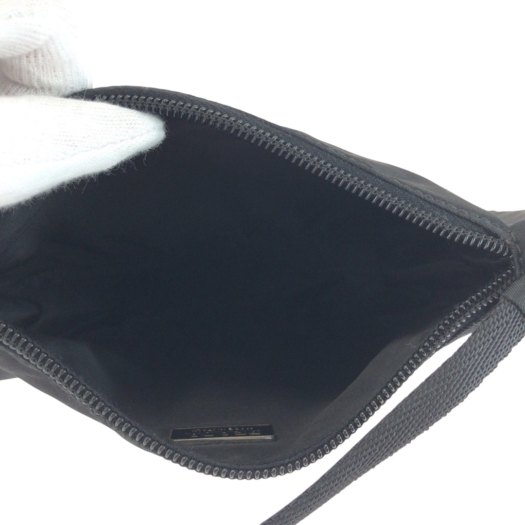 PRADA Handbag Nylon Black SilverMetal Handbag accessory pouch Test Triangle With logo Women Used Authentic