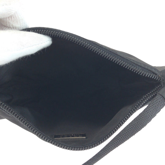 PRADA Handbag Nylon Black SilverMetal Handbag accessory pouch Test Triangle With logo Women Used Authentic