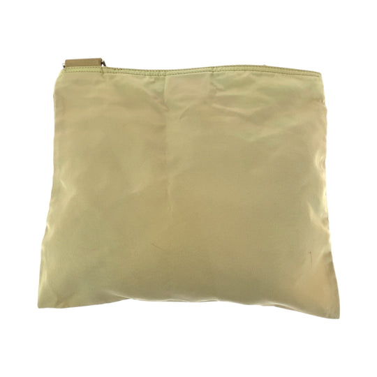 PRADA Shoulder Bag BT0175 Nylon Beige SilverMetal Shoulder Bag pochette Test Triangle With logo Women Used Authentic