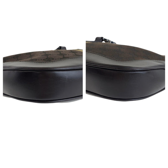 GUCCI Shoulder Bag 00963 GG canvas, leather Brown Silver Metal Shelly Line Jackie Women Used Authentic