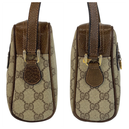 GUCCI Shoulder Bag 51 01 3552 GG Supreme canvas, leather Beige Brown Gold Metal Shoulder Bag pochette Sherry line Women Used Authentic