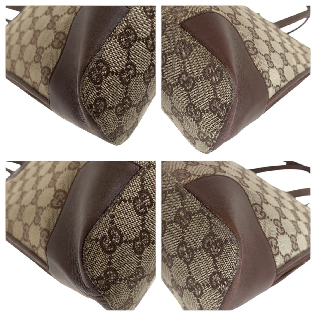 GUCCI Tote Bag 002 1122 GG canvas, leather Brown Gold Metal Tote Bag Shoulder Bag Unisex Women Used Authentic