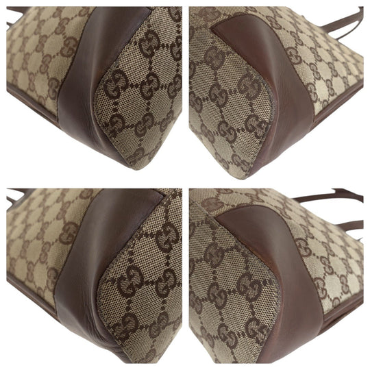 GUCCI Tote Bag 002 1122 GG canvas, leather Brown Gold Metal Tote Bag Shoulder Bag Unisex Women Used Authentic