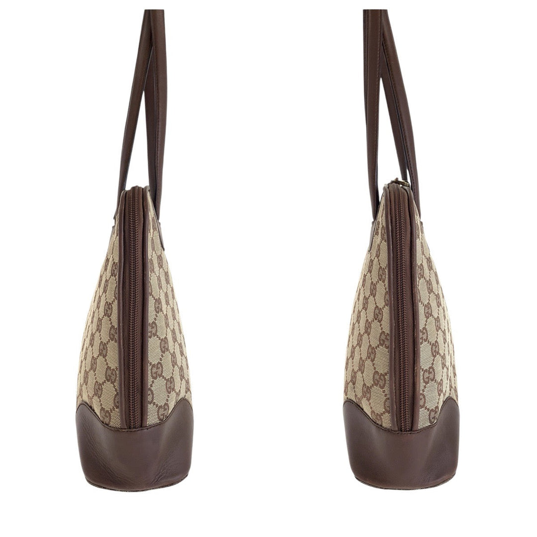 GUCCI Tote Bag 002 1122 GG canvas, leather Brown Gold Metal Tote Bag Shoulder Bag Unisex Women Used Authentic
