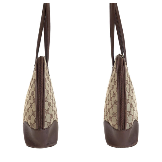 GUCCI Tote Bag 002 1122 GG canvas, leather Brown Gold Metal Tote Bag Shoulder Bag Unisex Women Used Authentic