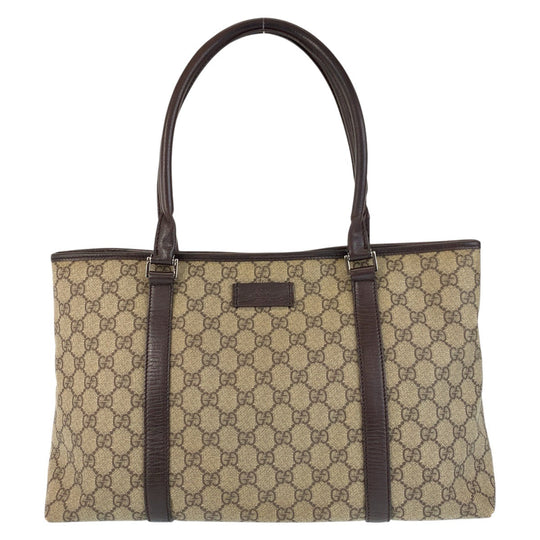 GUCCI Tote Bag 114595 GG Supreme canvas, leather Beige brown Tote Bag Shoulder Bag Women Used Authentic